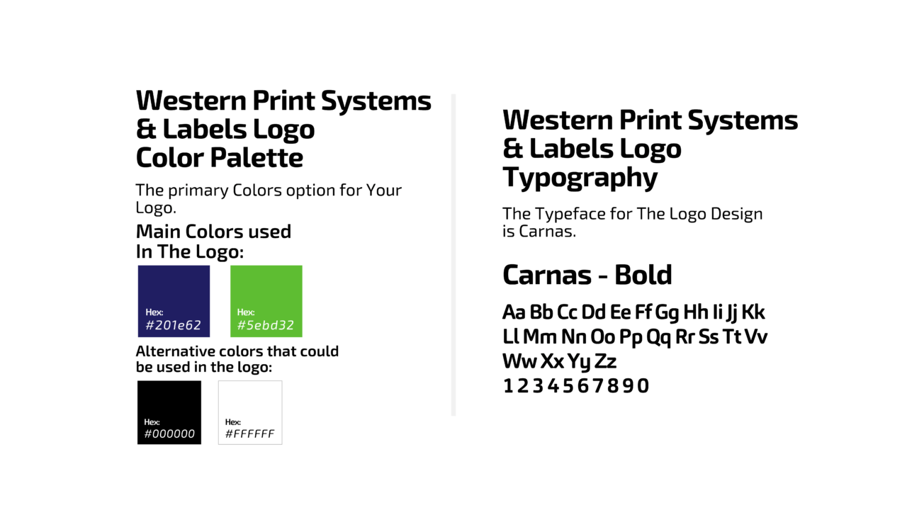 Western Print Systems brand colors & font