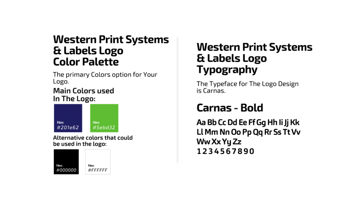 Western Print Systems brand colors & font