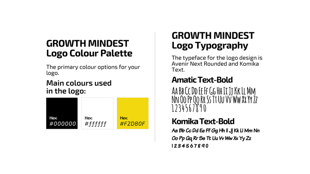 Growth Mindset Colors and fonts